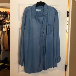 Button up denim look shirt